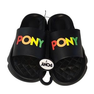 Pony Slides Black & Rainbow House Dorm Casual Beach NEW 7
